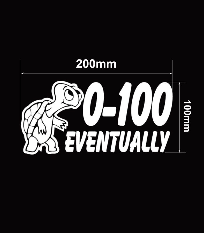 size-White-Turtle-0-100-Eventually-Vehicle-Sticker-Car-Window-Decal-200x100mm