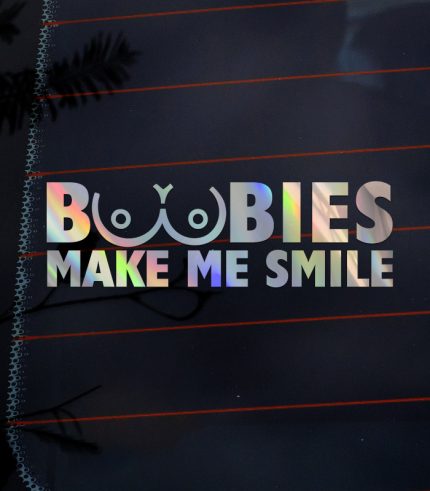 Chome-Rainbow-Boobies-Make-Me-Smile-Vehicle-Sticker-Car-Window-Decal-200mm