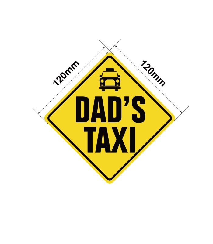 Dads-Taxi-Baby-on-Board-Vehicle-Sticker-Car-Window-Decal-120x120mm