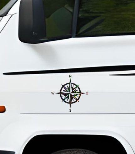 Shimmer-Black-Compass-Vehicle-Sticker-Car-Window-Decal-130x130mm-feedback