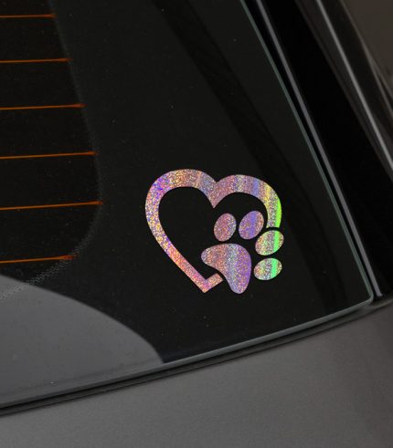 Shimmer-Pink-Love-Heart-Paw-Vehicle-Sticker-Car-Window-Decal-200mm-feeback