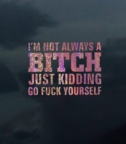 Shimmer-Rose-Gold-Im-Not-Always-a-Bitch-Just-Kidding-Go-Fck-Yourself-Vehicle-Sticker-Car-Window-Decal-200mm