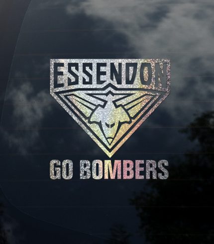 Shimmer-Silver-AFL-Essendon-Go-Bombers-Vehicle-Sticker-Car-Window-Decal