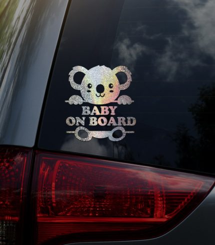 Shimmer-Silver-Baby-On-Board-Koala-Vehicle-Sticker-Car-Window-Decal-feedback