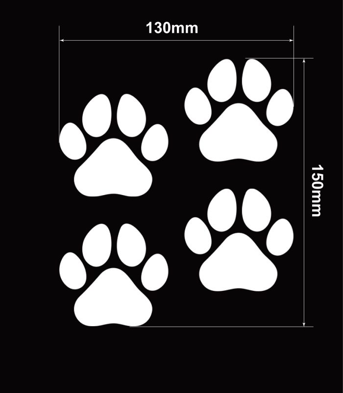 Size-4-x-Paw-Print-Vehicle-Sticker-Car-Window-Decal-130mm