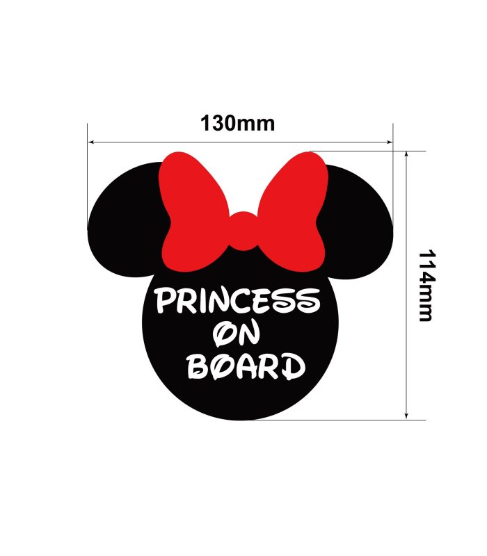 Size-Princess-On-Board-Cute-Minnie-Mouse-Ears-Vehicle-Sticker-Car-Window-Decal-130x114mm