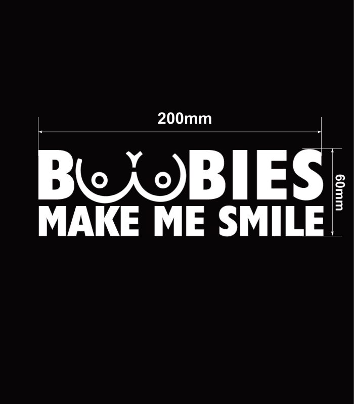 size-Boobies-Make-Me-Smile-Vehicle-Sticker-Car-Window-Decal-200mm