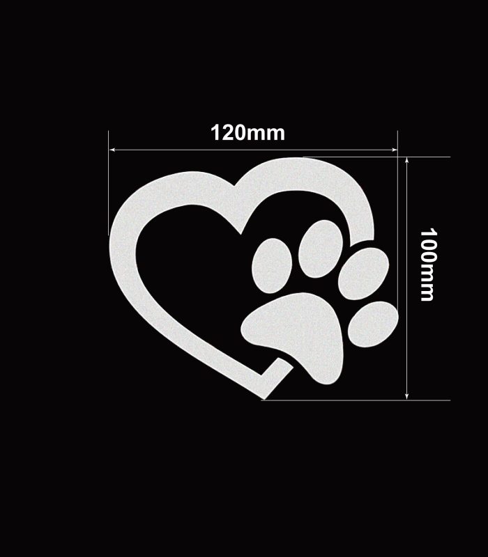 size-Love-Heart-Paw-Vehicle-Sticker-Car-Window-Decal-200mm