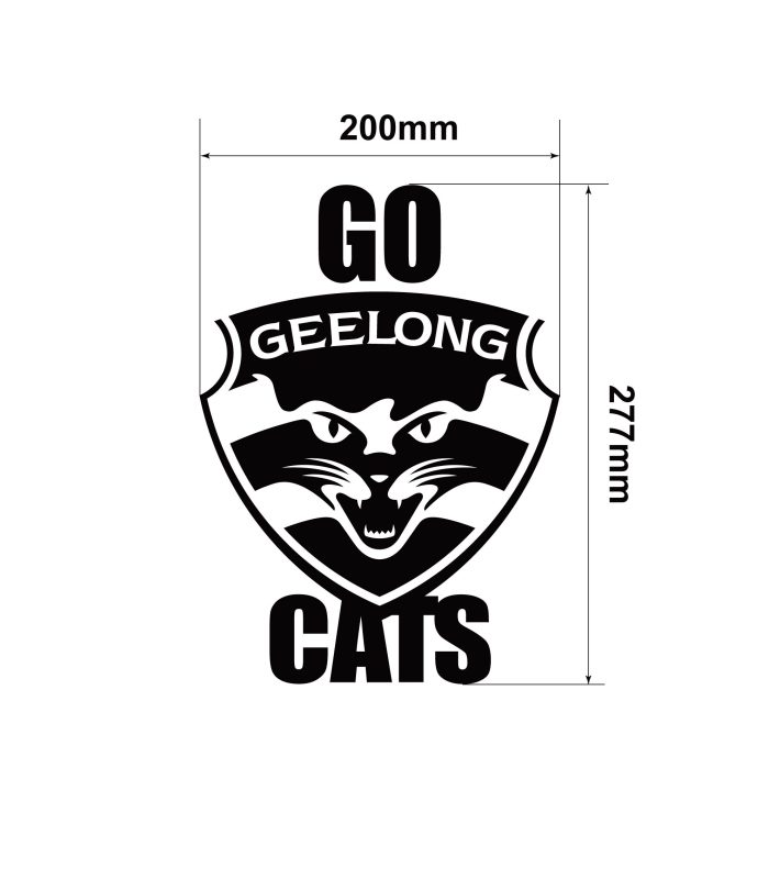 Brushed-Black-AFL-Go-Geelong-Cats-Vehicle-Sticker-Car-Window-Decal-M-Size